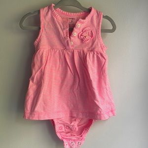 9 month Carter’s pink and white stripe onesie dress